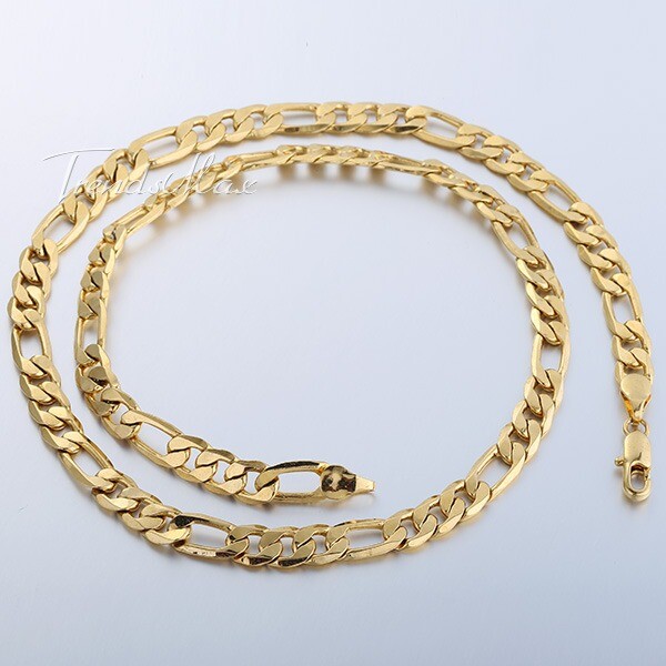6MM 22″ MENS Boys Yellow Gold Filled Figaro Chain Necklace Fashion New Gift