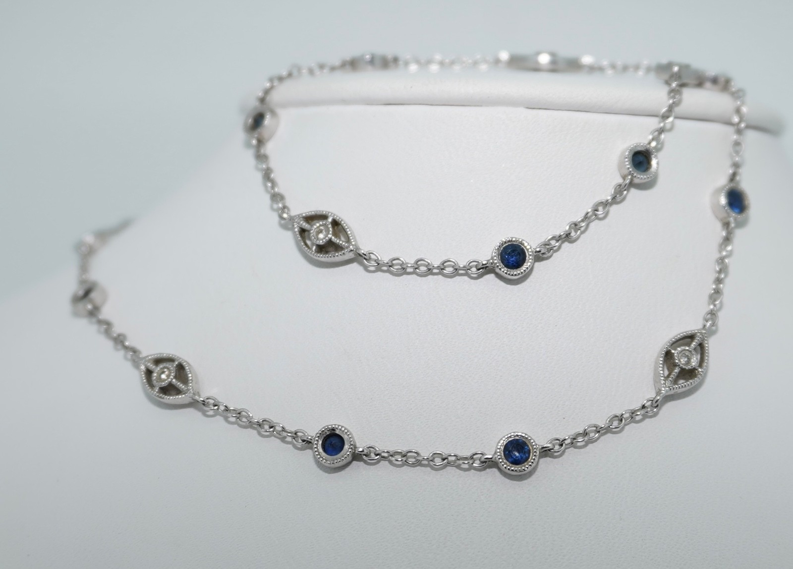 Gabriel & Co. 14K Sapphire & Diamond Chain Necklace
