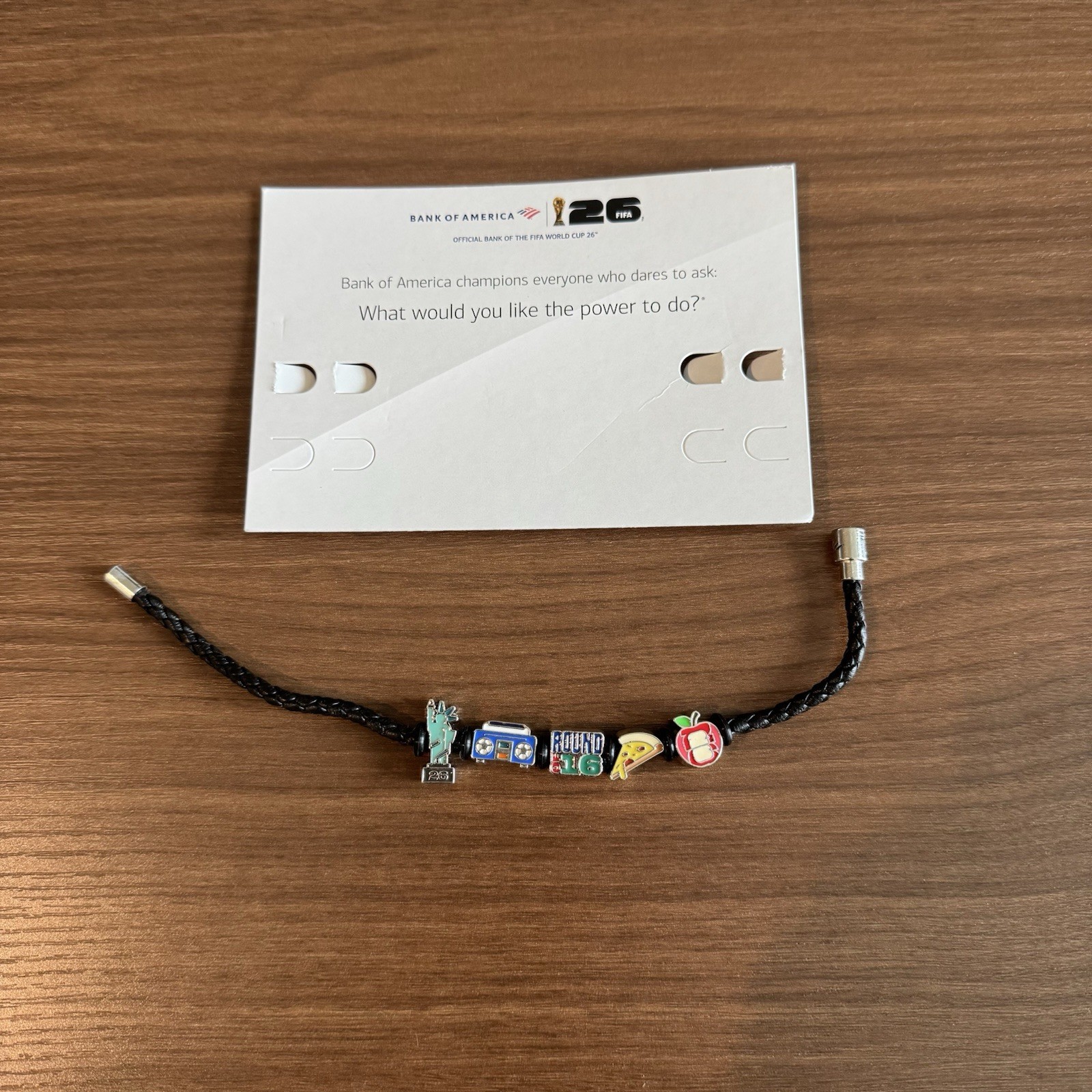 New 2026 FIFA World Cup Bank of America Charm Bracelet Sz L 9″ NJ NYC 07/05/26