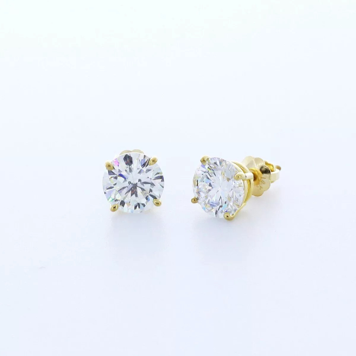 Stud Earrings Classic Solid 14K Yellow Gold 1.94 CT Round Natural Diamond F SI1
