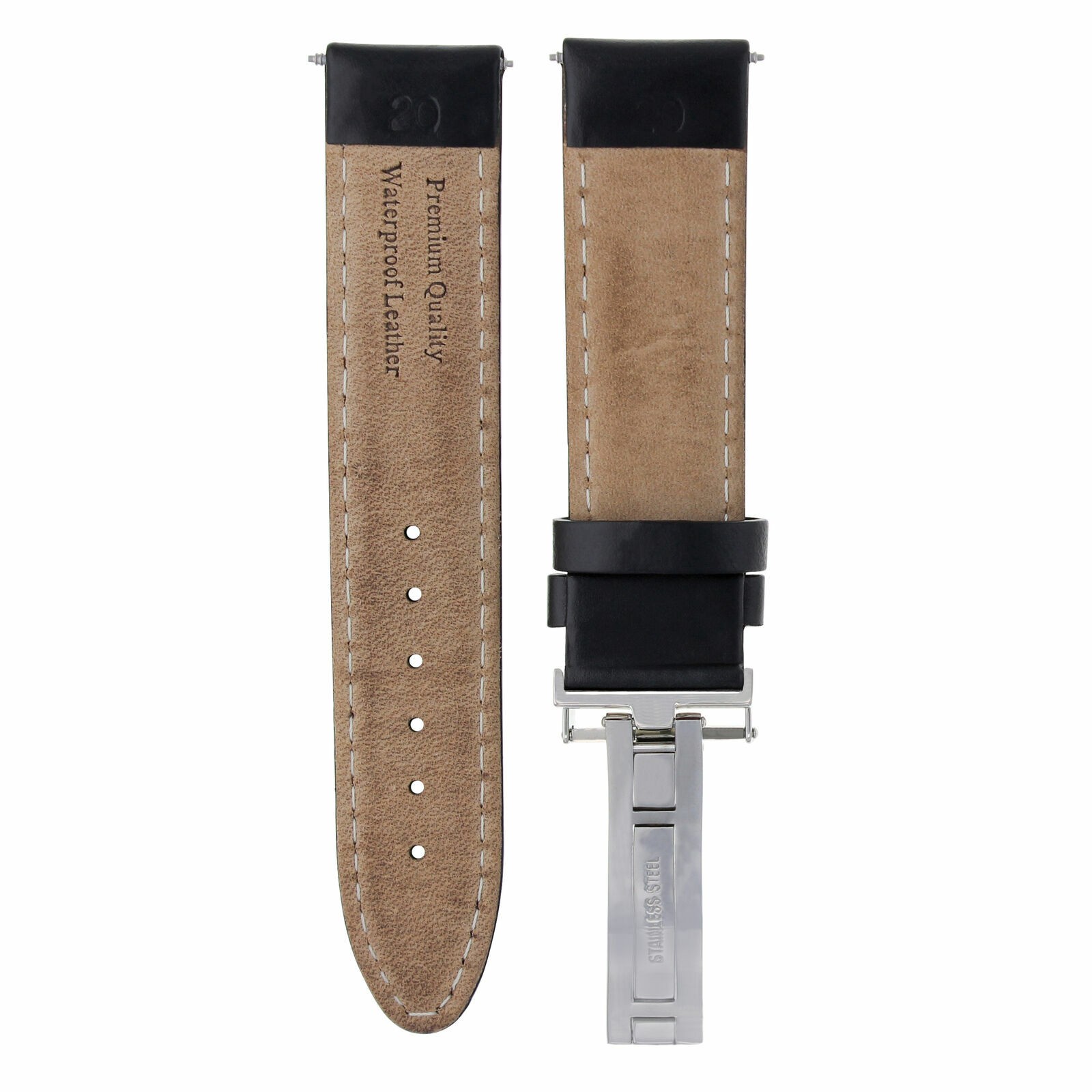 18-24MM GENUINE LEATHER BAND STRAP SMOOTH CLASP FOR BREITLING