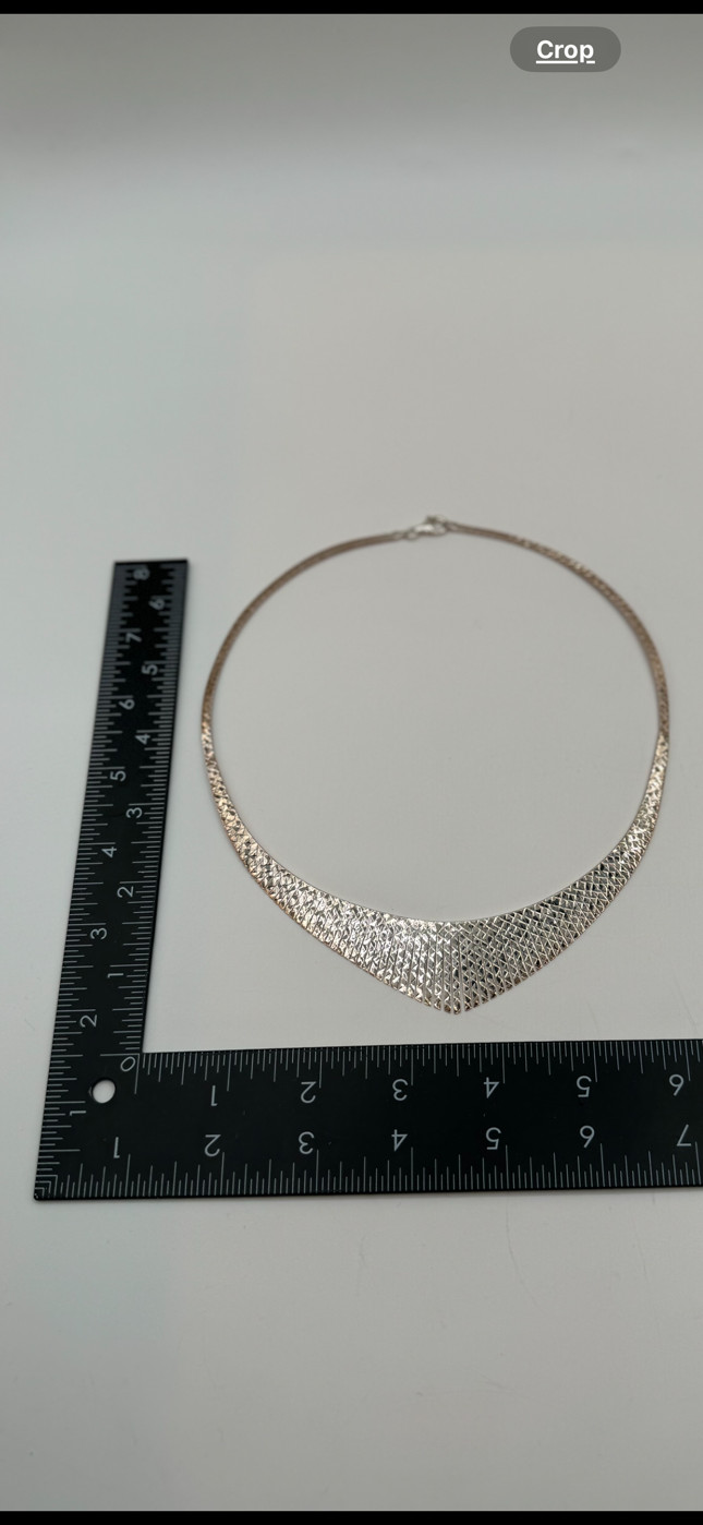 Ultra fine Silver Graduated Cleopatra necklace 18 inches with etched texture