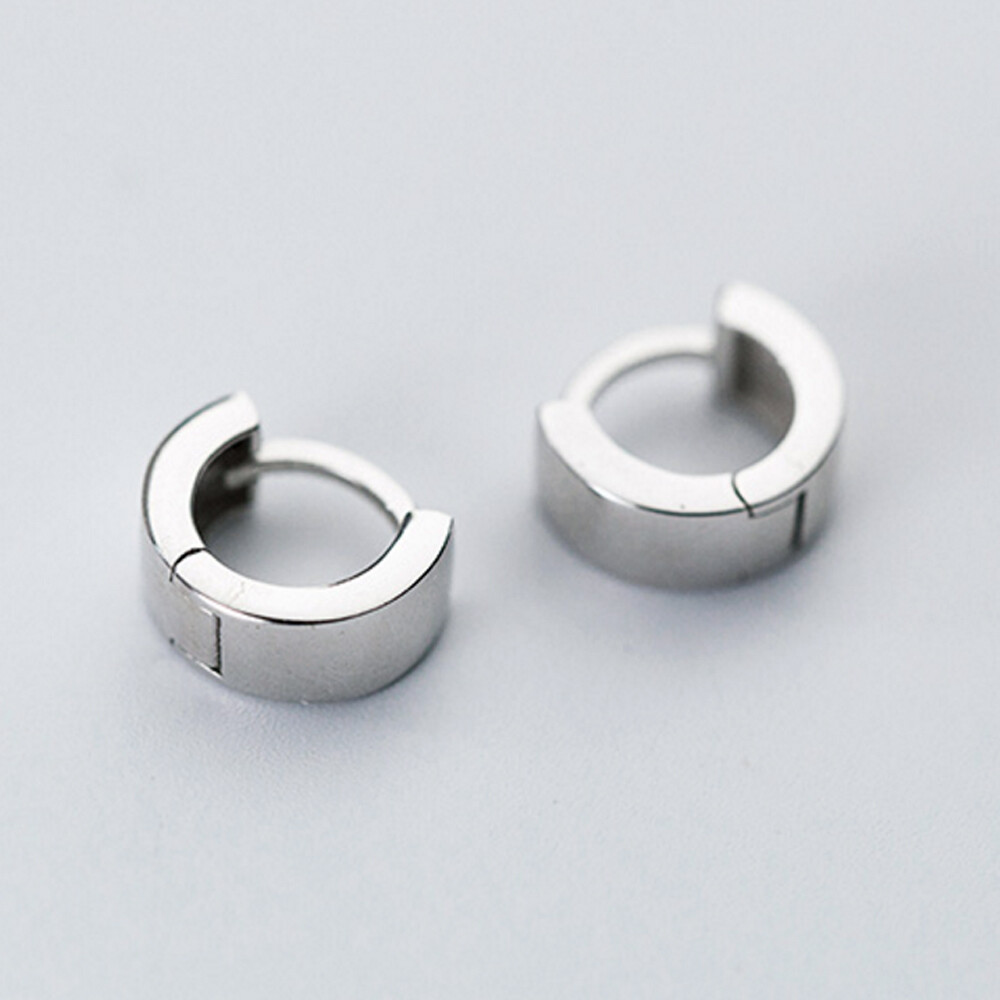 925 Sterling Silver Men Women Flat Square Round Huggie Hoop Earrings A1372