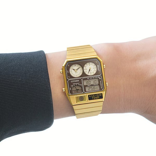 CITIZEN ANA-DIGI TEMP JG2103-72X Gold Analog Digital Men’s Watch NEW BOX