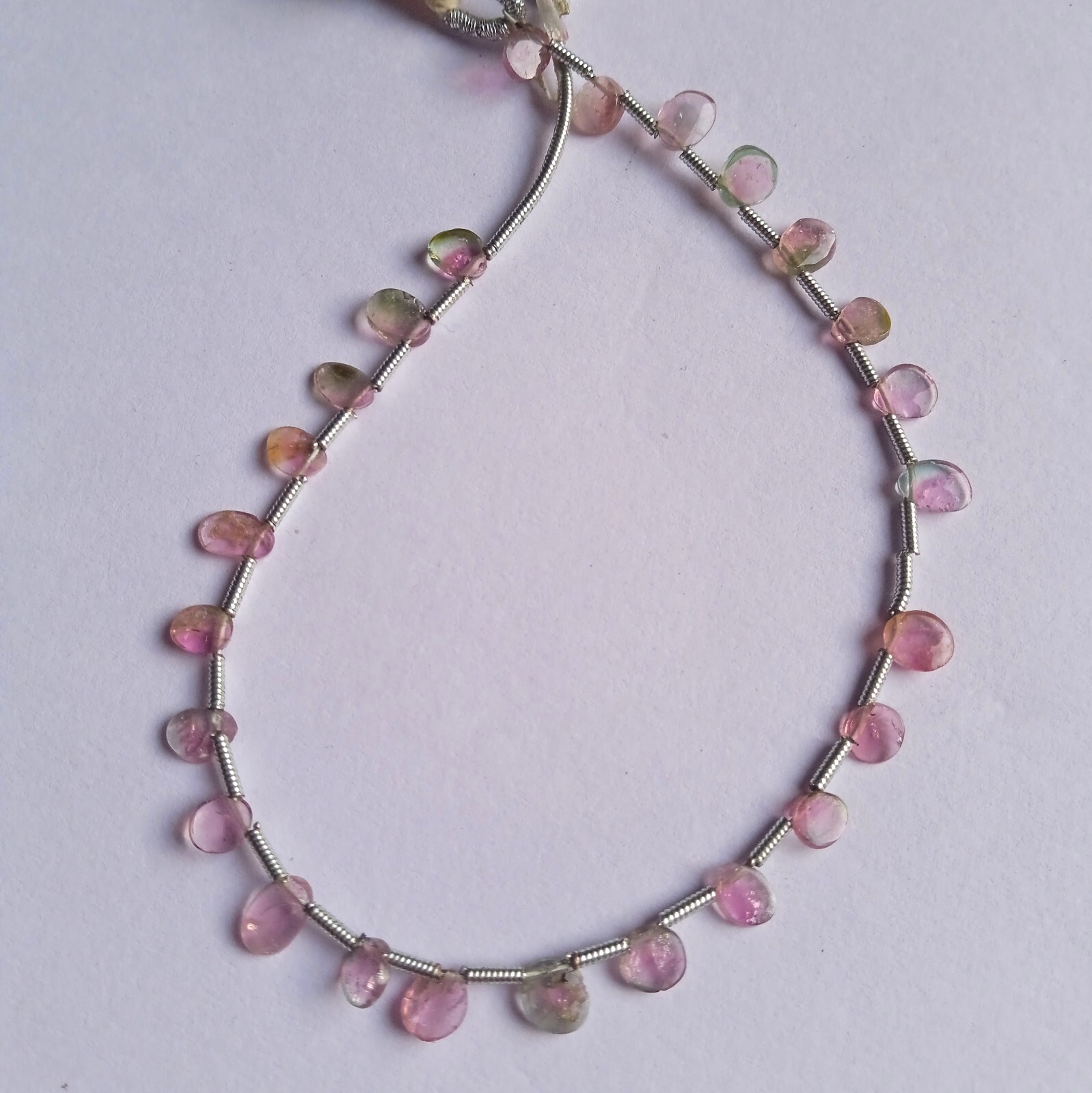 15 Carat Natural Top Bi Tourmaline Slice Beads 8 Inch For Jewelry