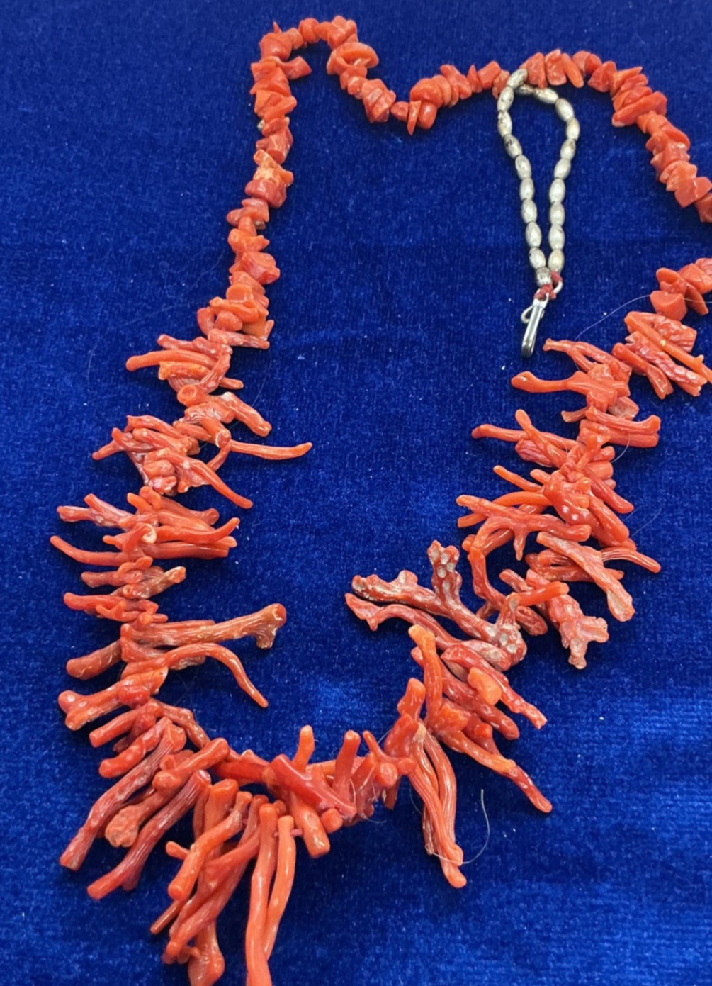 VINTAGE SOUTHWEST BRANCH CORAL , NUGGETS AND STERLING OVAL BEADS