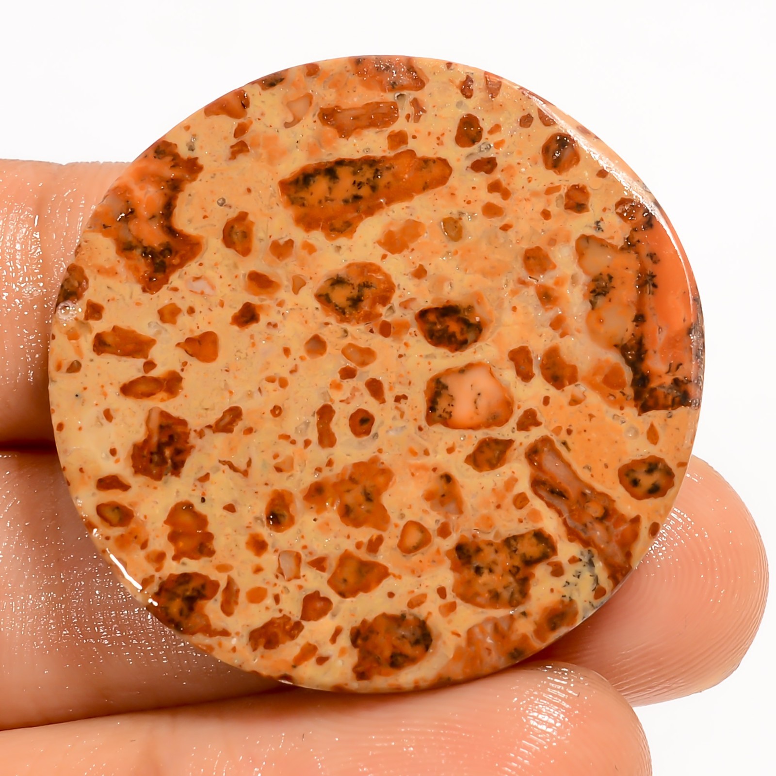 50.5 Ct Natural Asteroid Jasper Round Shape Cabochon Loose Gemstone 32X32X5 mm