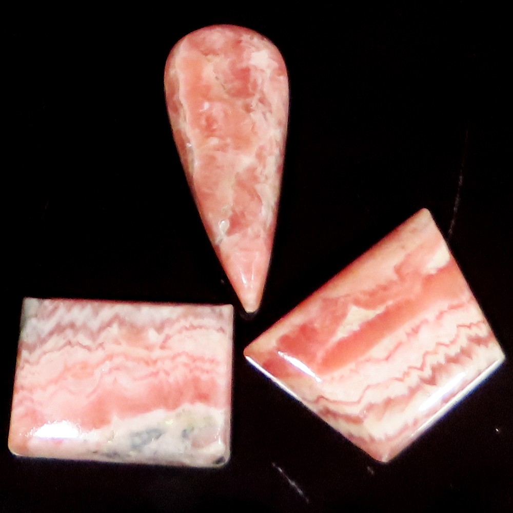 92.10 Cts Rare Natural Rhodonite Mix Cabochon ~3 PCs~ Rhodonite Gemstone LP345