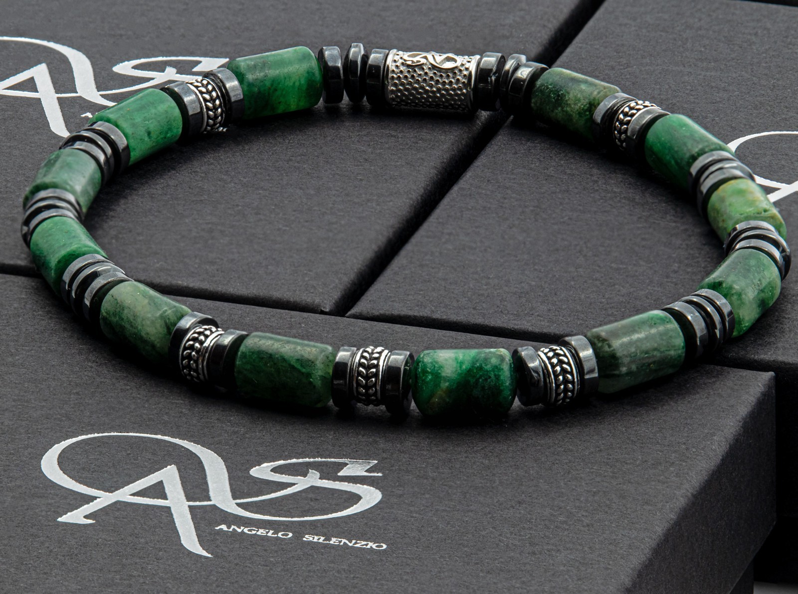 Pearl Bracelet African Green Jade Beads 6mm 925 Sterling Silver Women Men