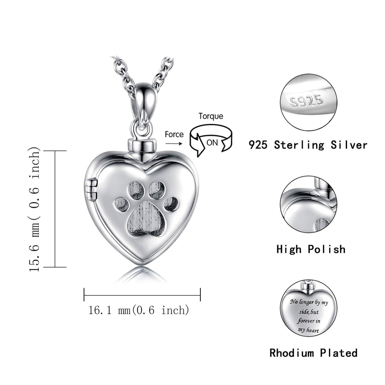 Sterling Silver Pet Ash Cremation Jewelry – Memorial Urn Pendant Necklace for Do