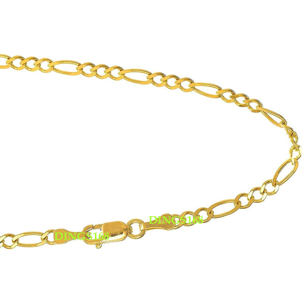 Men&Women’s Real 18K Gold Filled Tarnish-Free 16~32″ Figaro Chain Necklace C139G