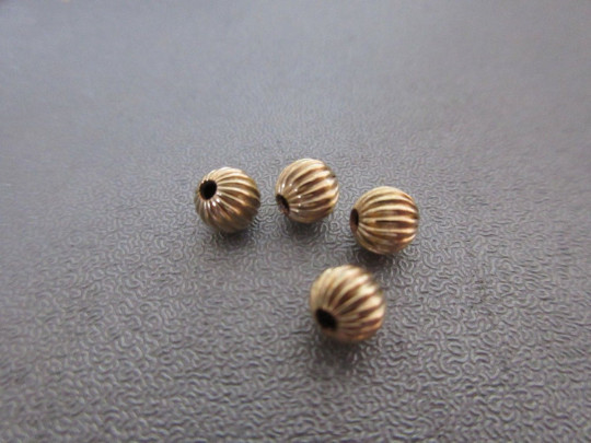 14K Gold Filled Corrugated Round Bead Spacer 5mm 4pcs
