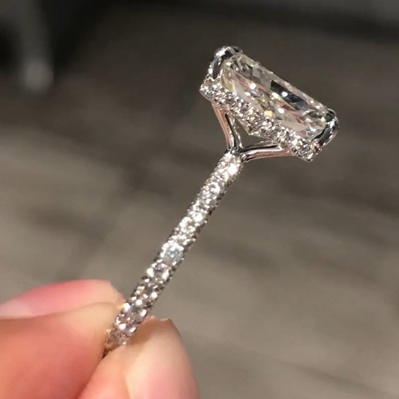 5.30CT Radiant Cut Lab-Grown Diamond 14k White Gold Women’s Hidden Halo Ring