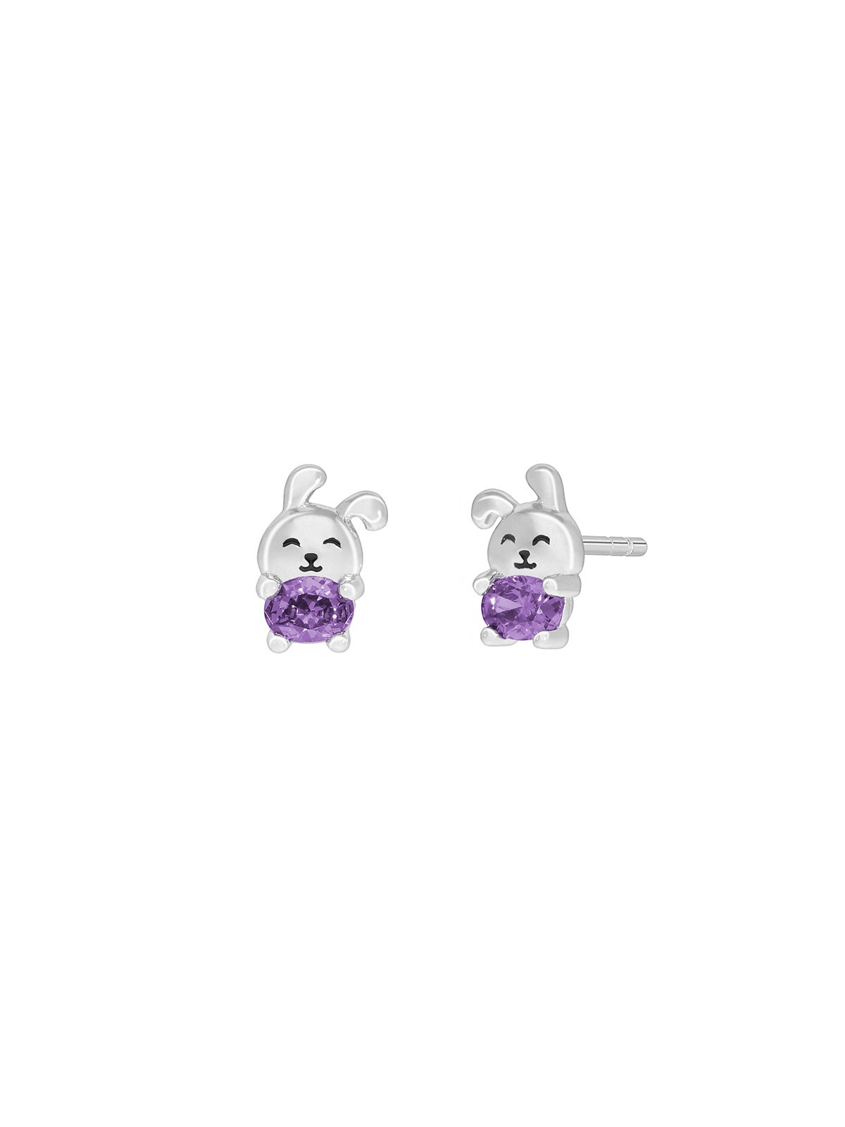 MAREA JEWELS 925 Sterling Silver Bunny Earrings With Lilac CZ D03601/DQ