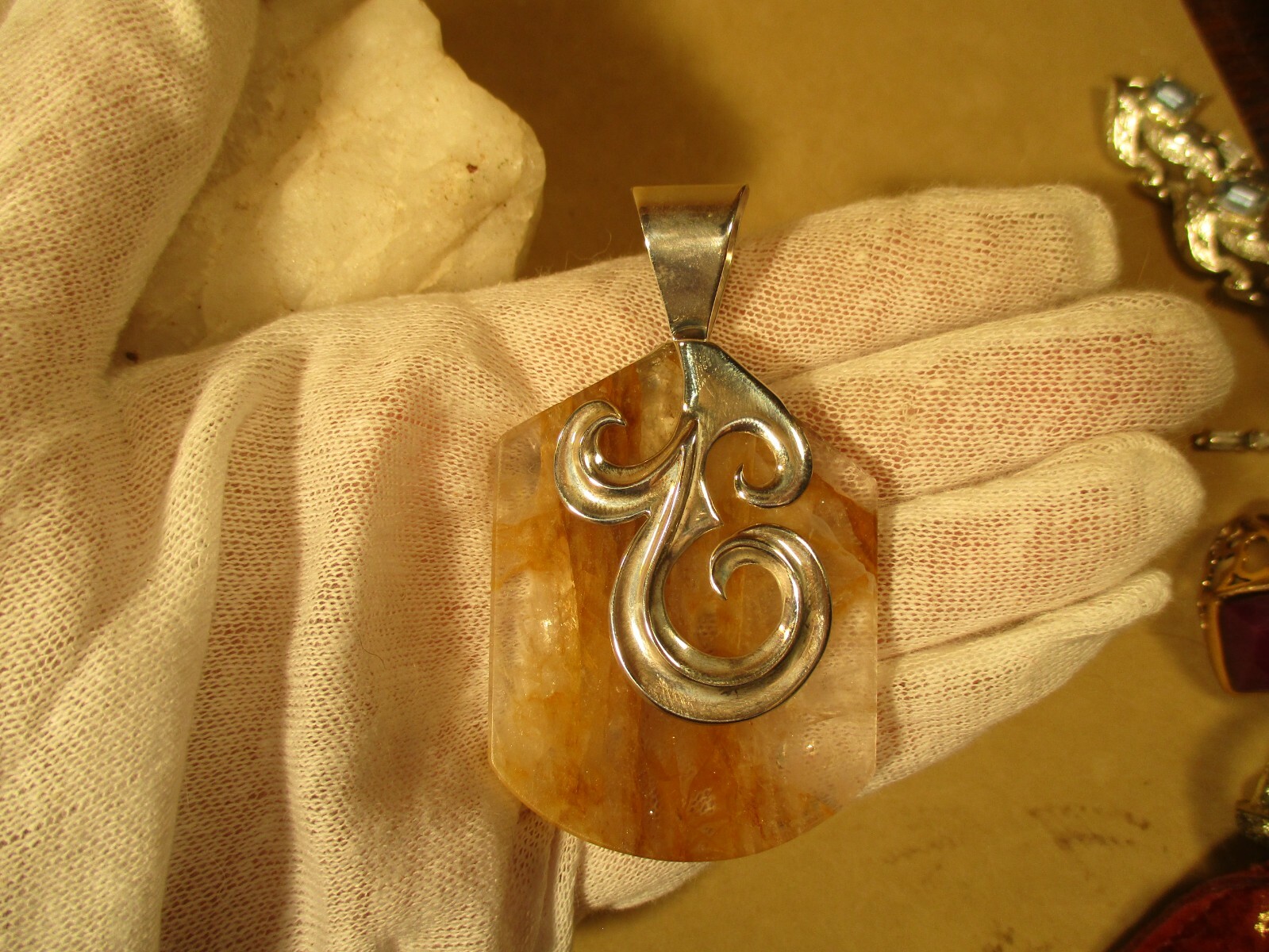Jay KIng DRT HSN Sunshine Quartz Sterling Silver Pendant and Earring Set
