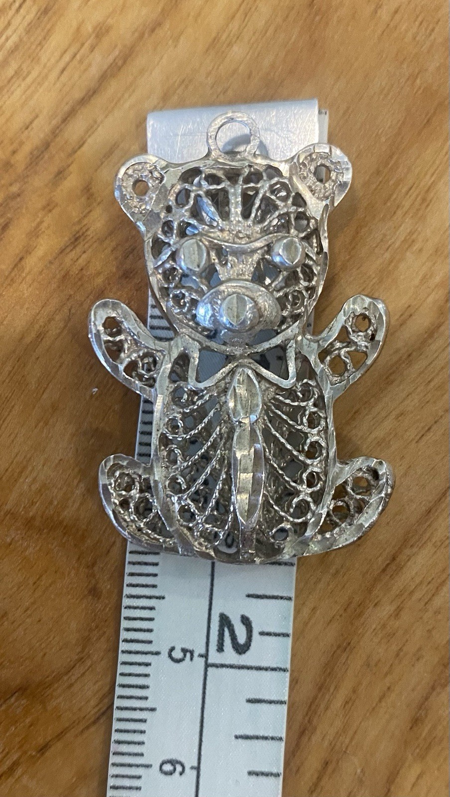 Sterling 925 Teddy Bear Pendant 1.5 Inches 10 G Acid Tested No Hallmarks