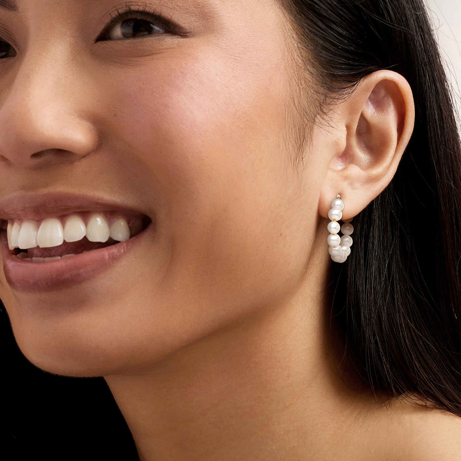 Ross-Simons 4-5mm Cultured Pearl Hoop Earrings in 14kt Yellow Gold. 7/8 inches