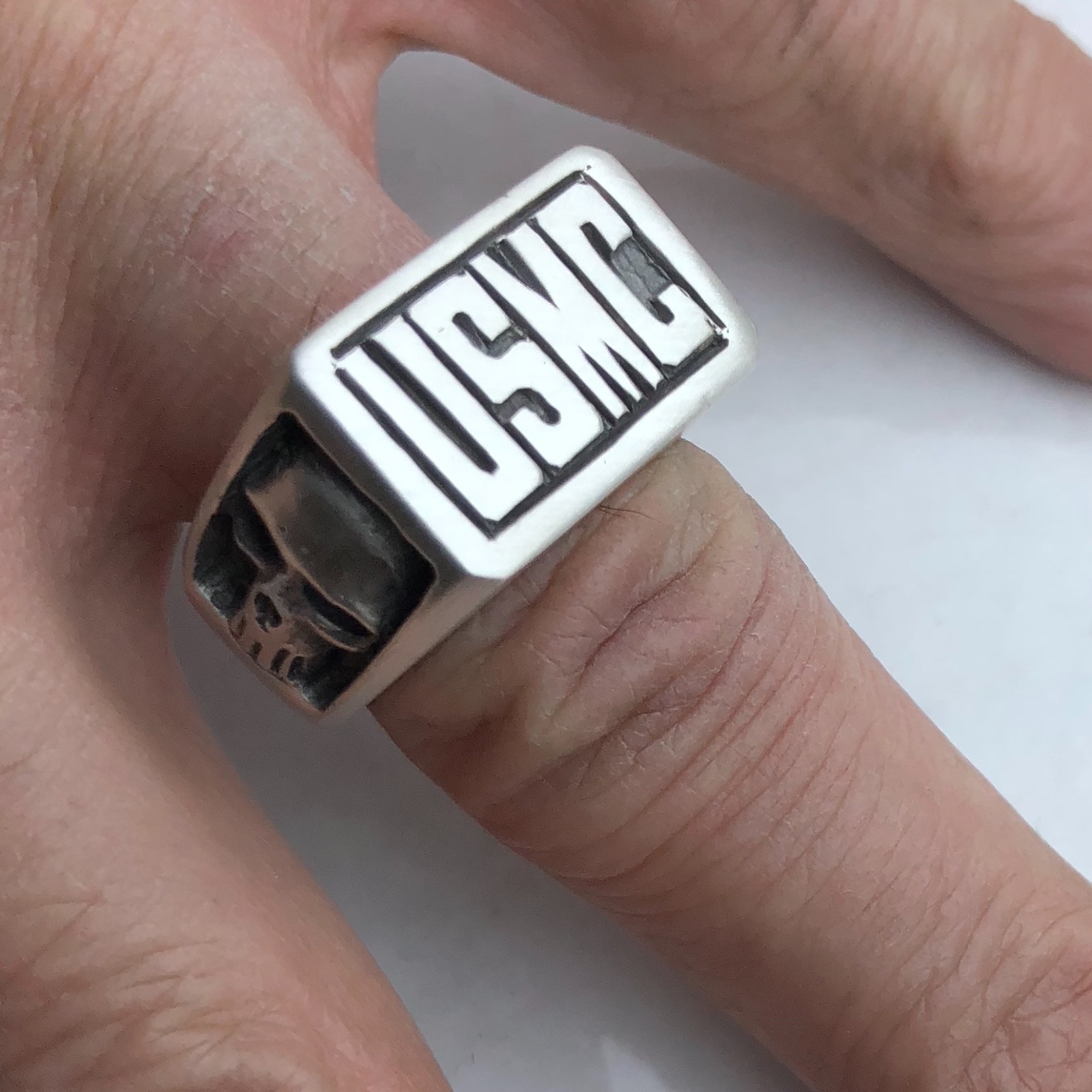 MJG STERLING SILVER USMC SKULL RING. MARINES. 3D PUNISHER. HARLEY. BIKER.SZ 11