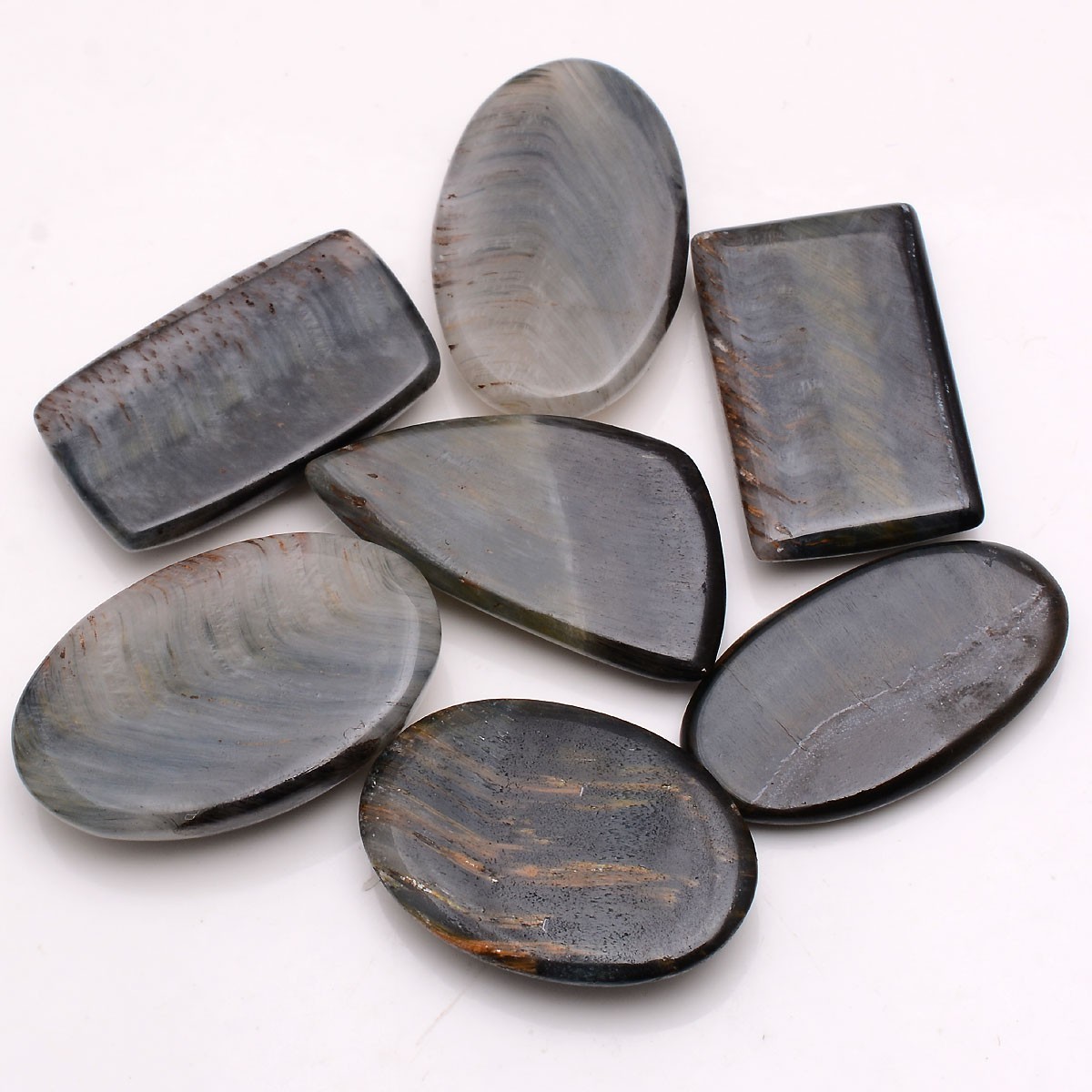 7 Pcs Natural Tiger Eye Untreated 25mm-29mm Cabochon Huge Loose Gemstones Lot