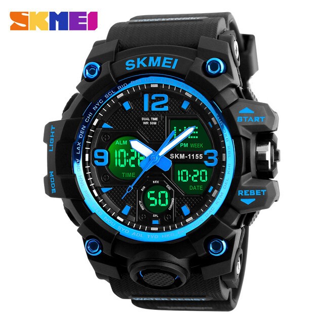 SKMEI Men Sport Watches Military Dual Time Boys Watch Digital Quartz Wristwatch