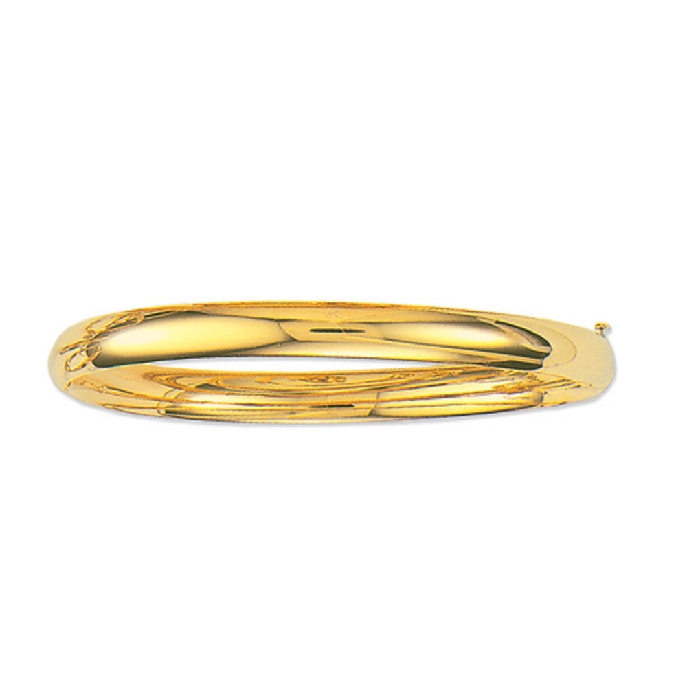 10k Yellow Gold 7″ Stackable Shiny Domed Hinged Bangle Bracelet 5mm 4 Grams