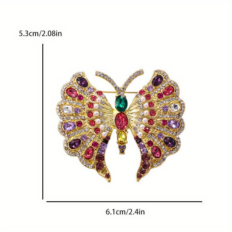 Elegant Rhinestone Butterfly Brooch Pin – Vintage Luxury Style for Women