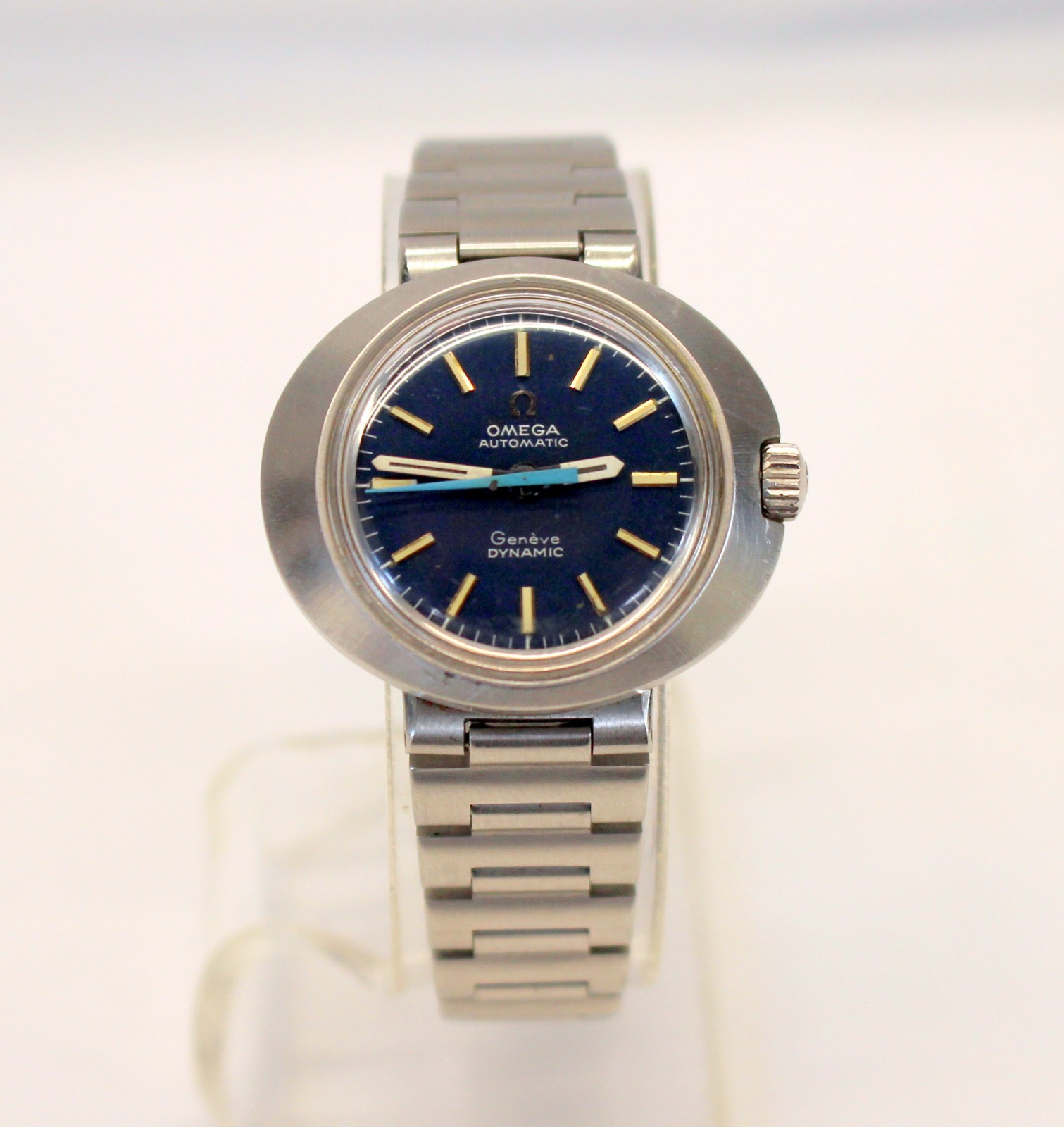 Ladies OMEGA GENEVE DYNAMIC Automatic Watch BLUE DIAL Signed Bracelet RUNNING!