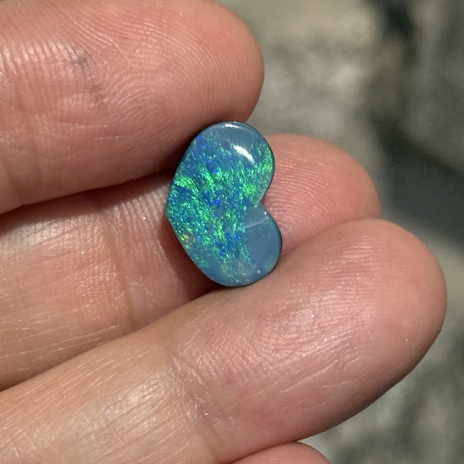 SALE 4.7ct 14x10x3mm Blue Green Australian Doublet Opal Heart Cabochon Gem