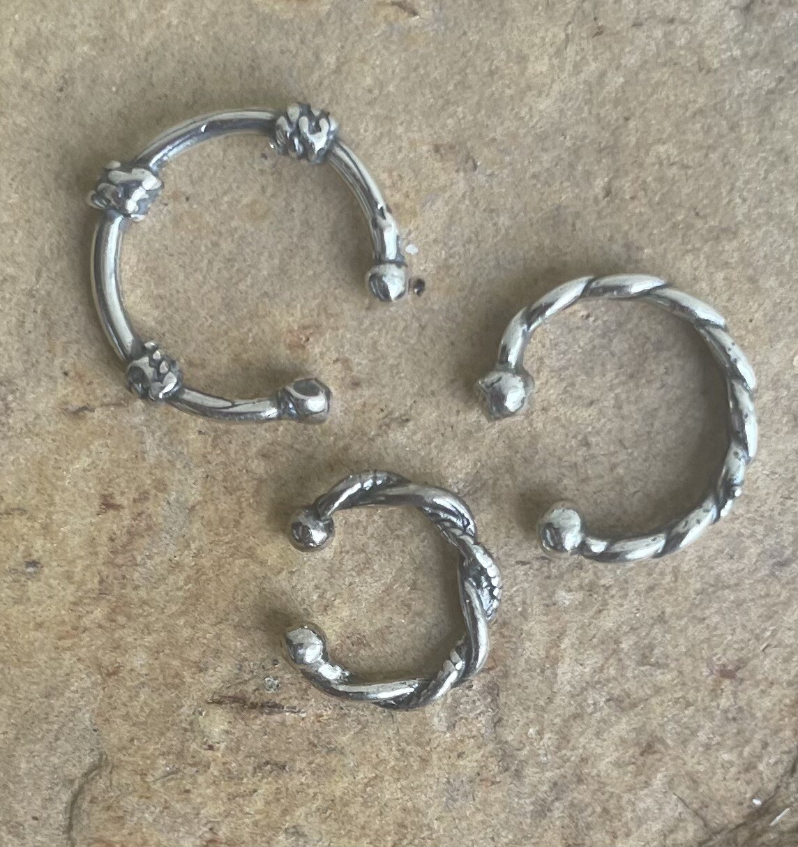 3 Ear Cuffs As Pictured Genuine .925 Sterling Silver Ear Clip Lot + Gift Box