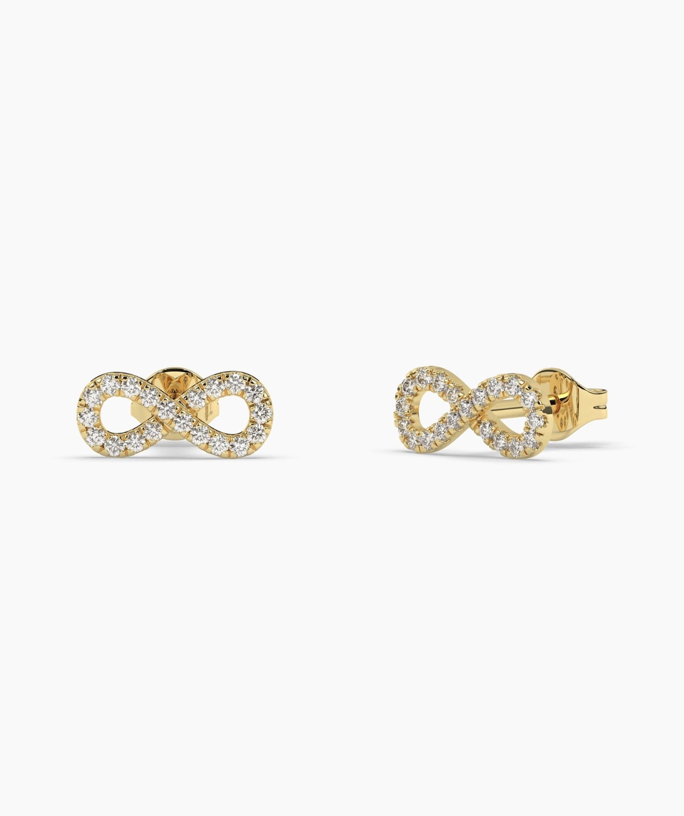 Round Cut Lab Grown Diamond 14K Gold Pave Diamond Infinity Symbol Stud Earrings