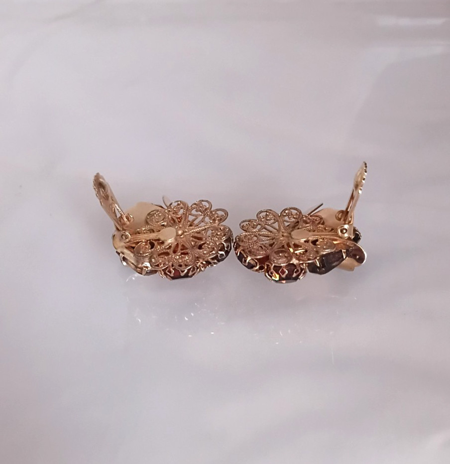 Vintg Carnegie, Caviness, Hobe Unsigned Rhinestone Clamper Bracelet Earrings Set