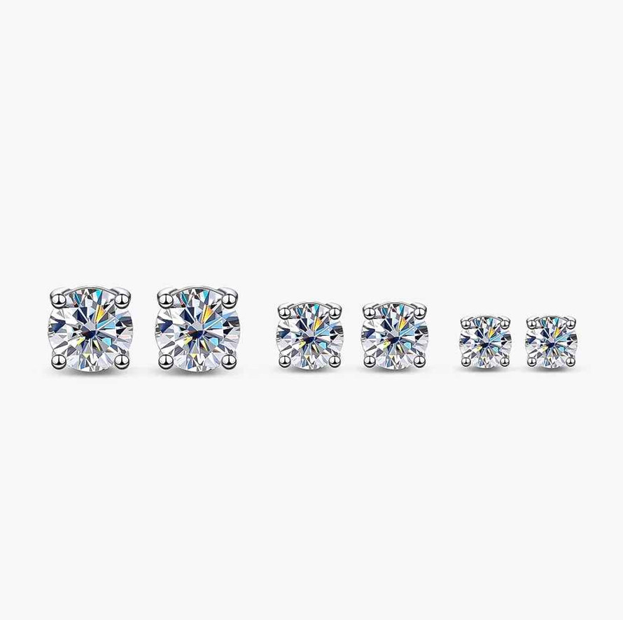 18k White Gold Plated Real 0.2-3CT D Color Moissanite Stud Earrings For Women