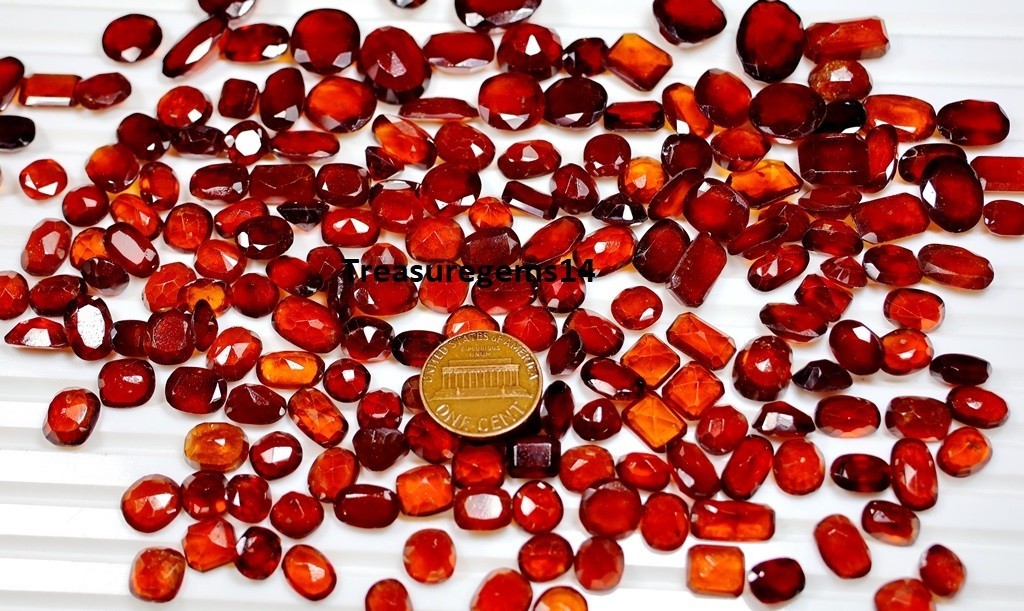 100 Crt WHOLESALE NATURAL FACETED HESSONITE GARNET (العقيق) CABOCHON GEMSTONE