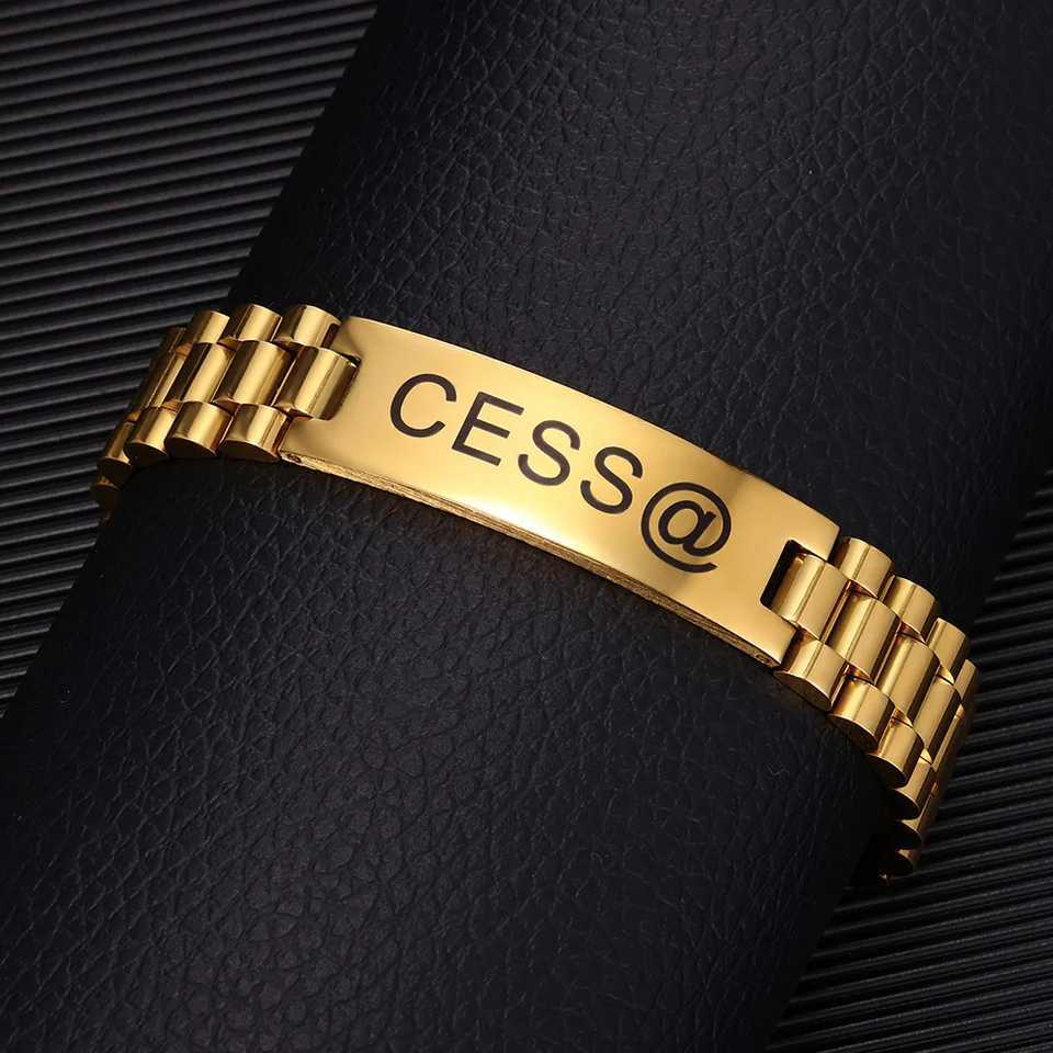 Mens Bracelet With Box Any Name Watch Band Custom Men Jewelry Personalized Gift