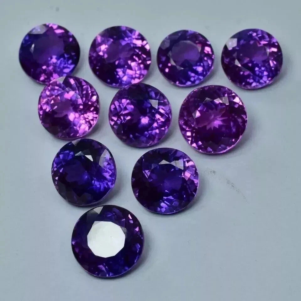 50 Ct 10 Pcs Round Cut Natural Purple Blue Sapphire Lot Sri Lanka Loose Gemstone