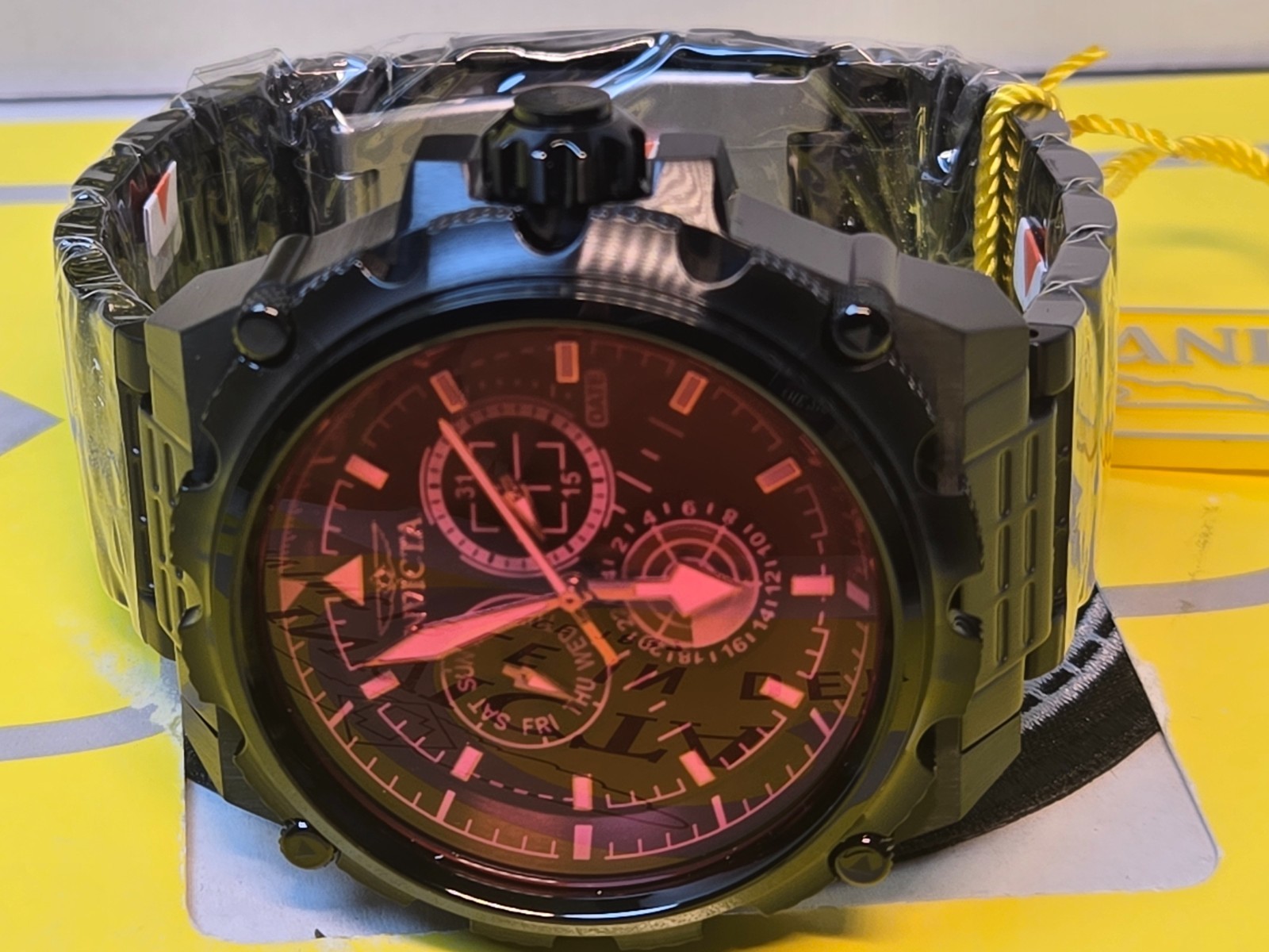 Invicta Coalition Forces Spline Mens Watch 50mm Black w/ Red Iridescent Dial NEW