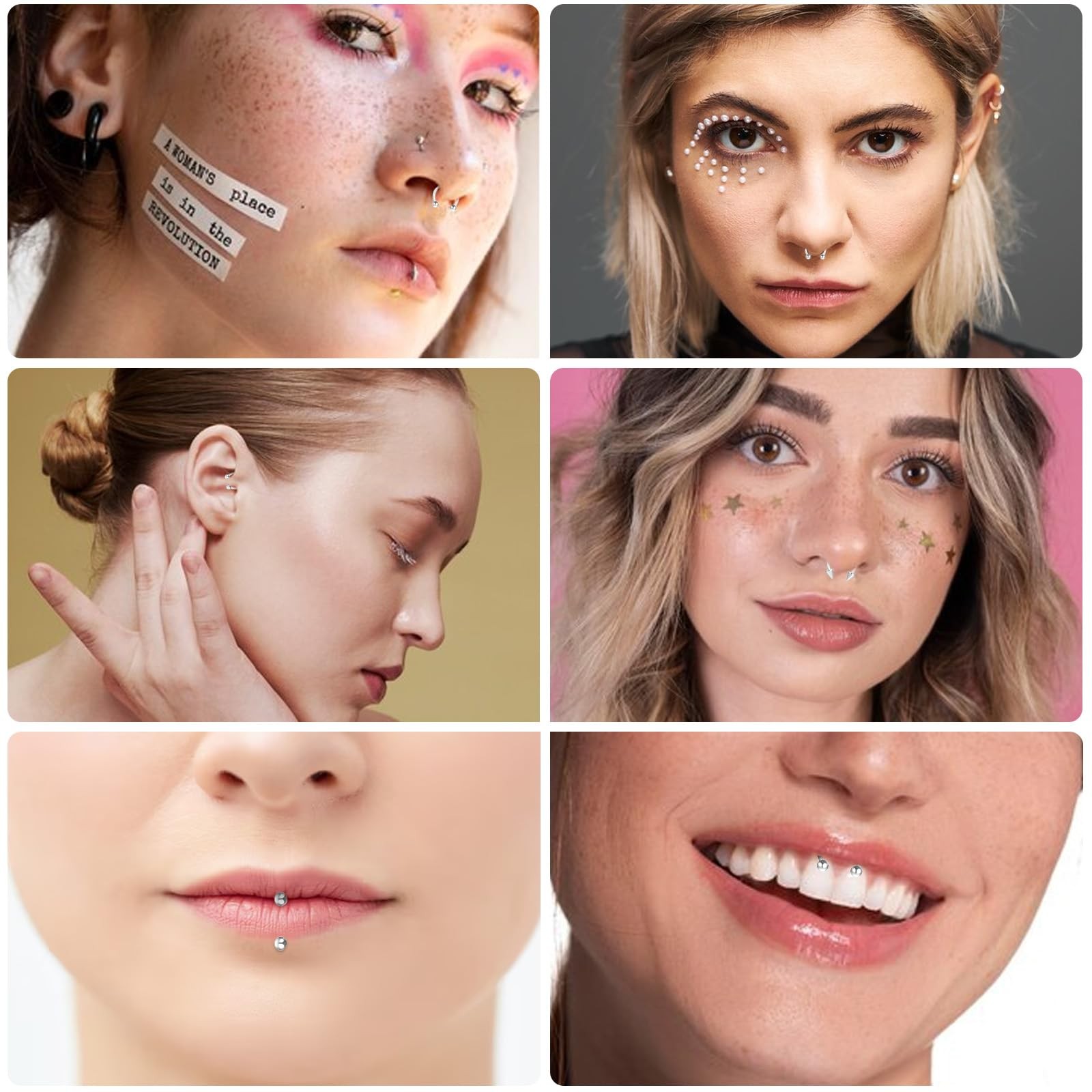 Gjinxi Lip Piercing Jewelry 32PCS 16G Lip Rings Surgical Steel Labret Jewelry…
