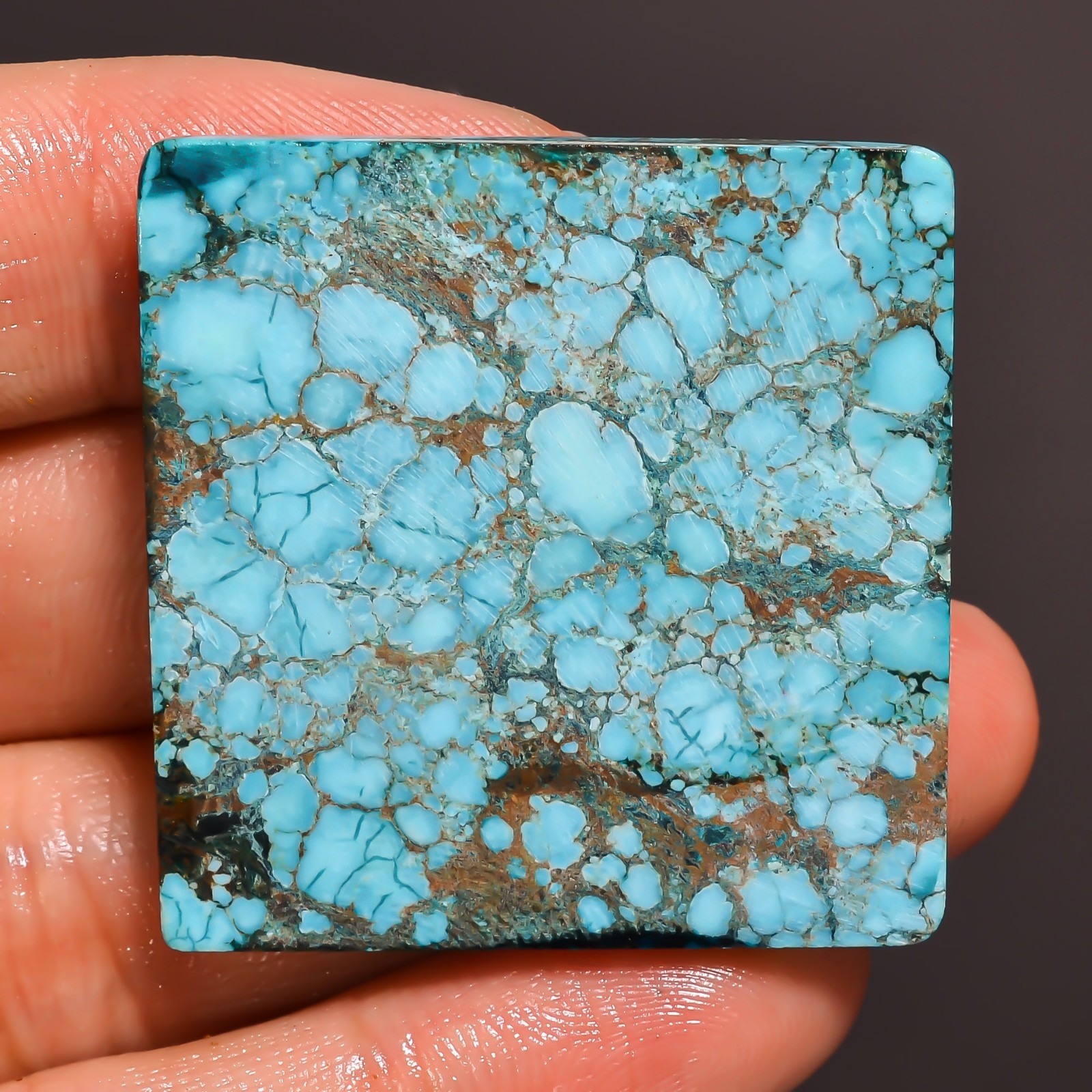 Tibet Turquoise 108.55Ct Cushion Shape Cabochon Natural 35x36x7mm Loose Gemstone