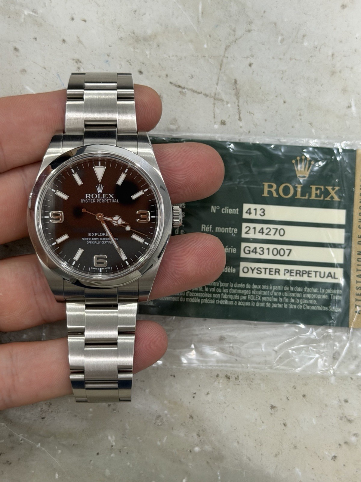 2012 Rolex Explorer Stainless Steel 39mm MK1 Auto Men’s Watch 214270 W/ Card