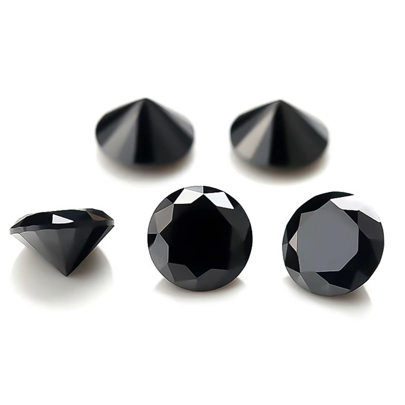 3-6.5mm 1/5/10pcs D Color Round Black Loose Moissanite Real Gemstone Pass Tester