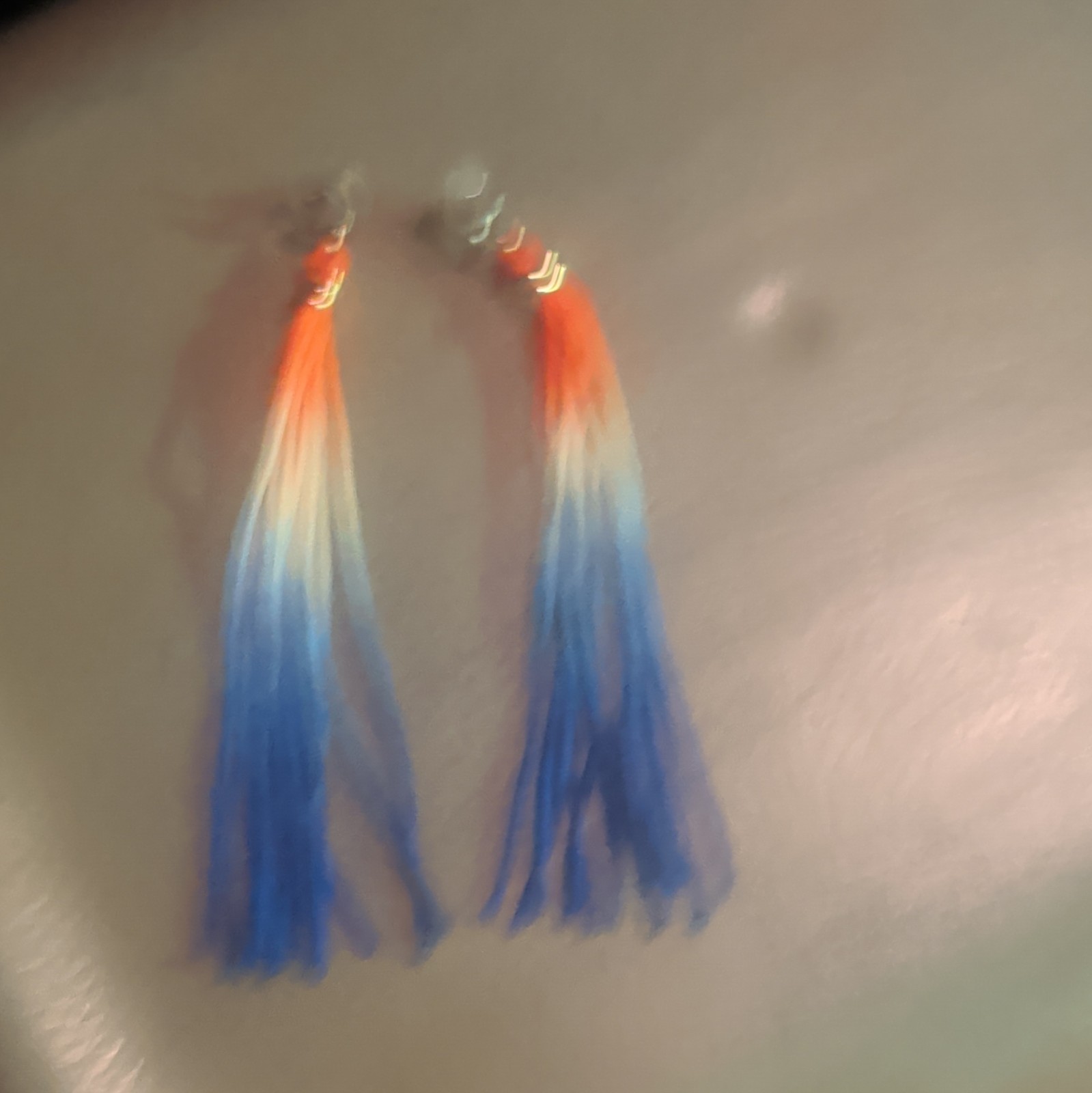 Multicolor Ombre Cord Tassel Dangle/Drop Earrings, Butterfly Back No Stone
