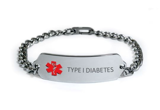 TYPE 1 DIABETES Medical Alert ID Bracelet. Free medical Emergency Card! IDB76
