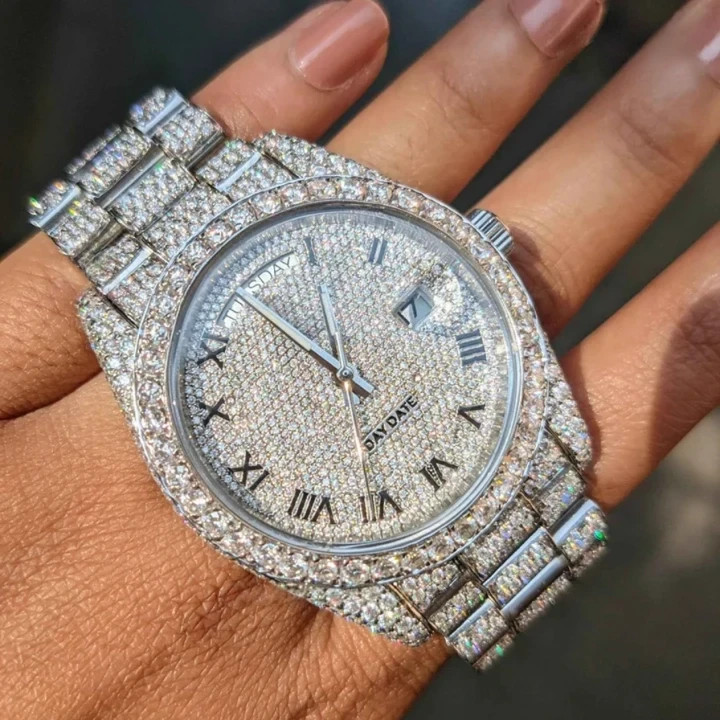 Moissanite Diamond Watch Rhodium Steel Automatic Men Luxury Timepiece