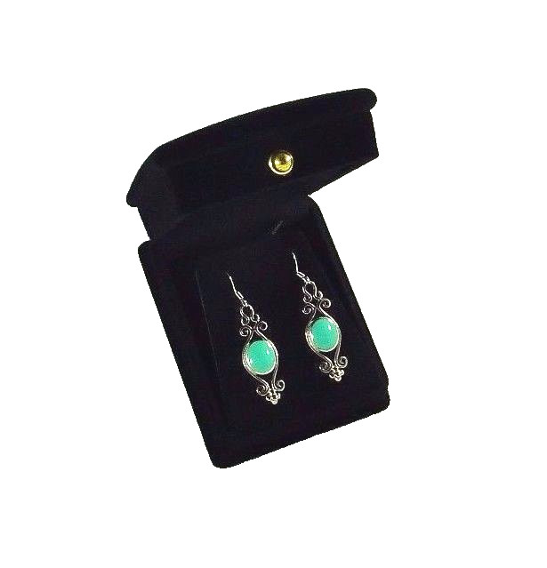 Created Turquoise 925 Sterling Silver Victorian Style Fishhook Earrings