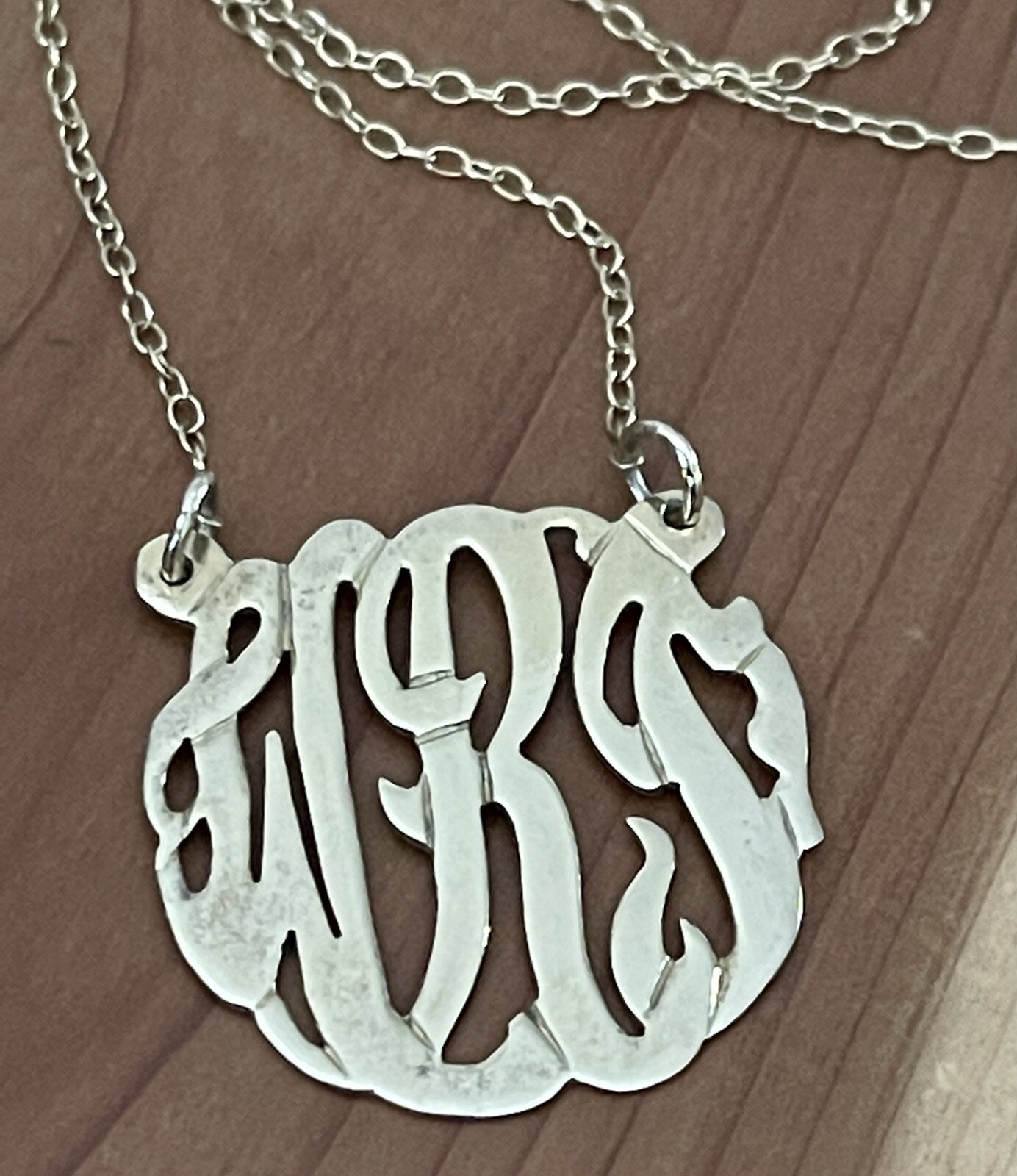 Gold Vermeil Over 925 Sterling Personalized 3 -Initial Monogram 1” Necklace 20”