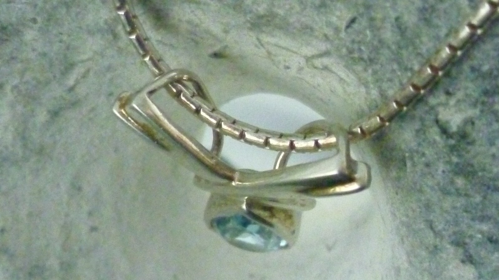 Delicate Light Blue Gemstones Pendant Necklace Italy 925 Sterling Silver