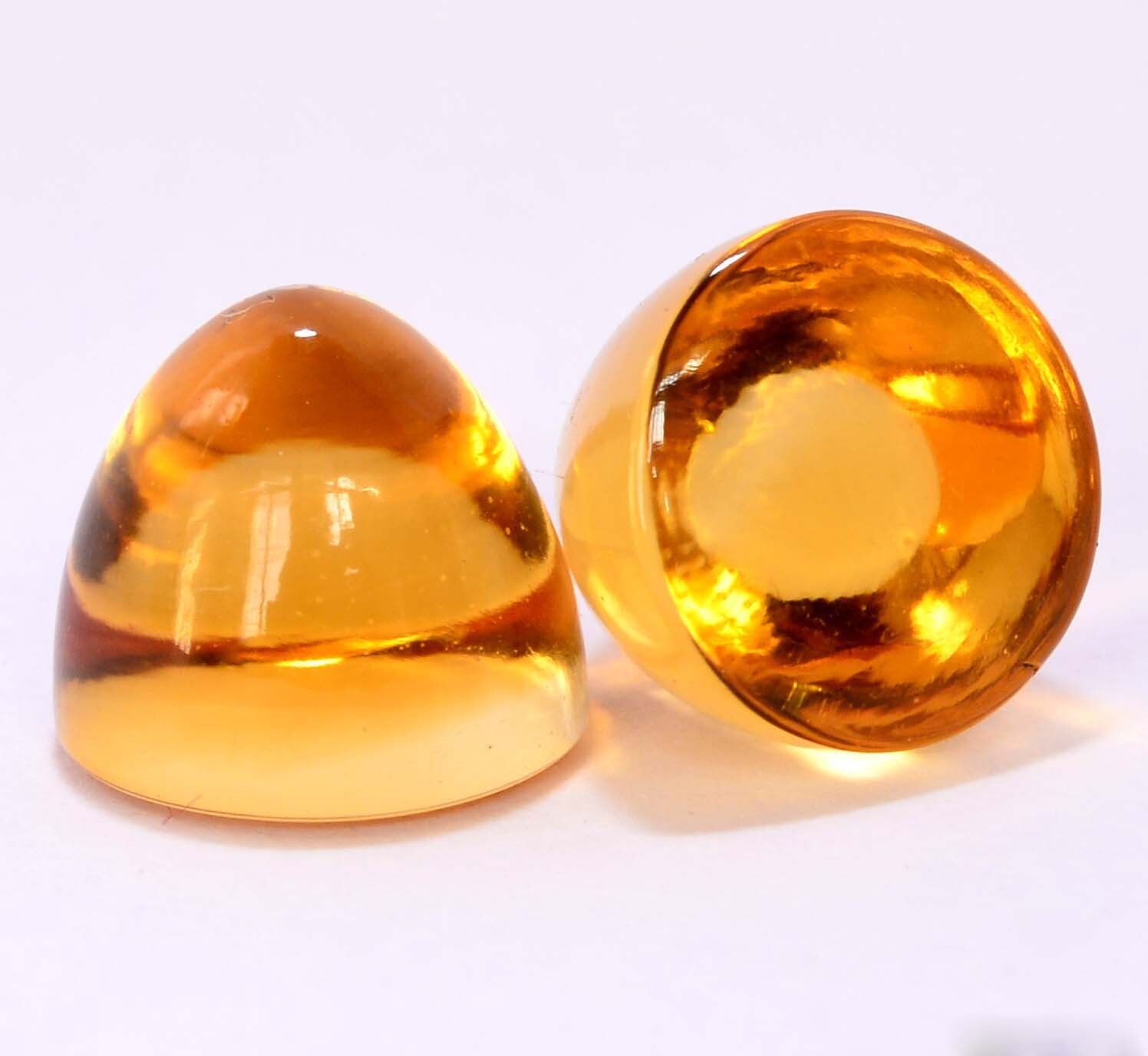 11 mm Natural Citrine Bullet Shape Cabochon Pair 16.66 Cts Golden Loose Gemstone