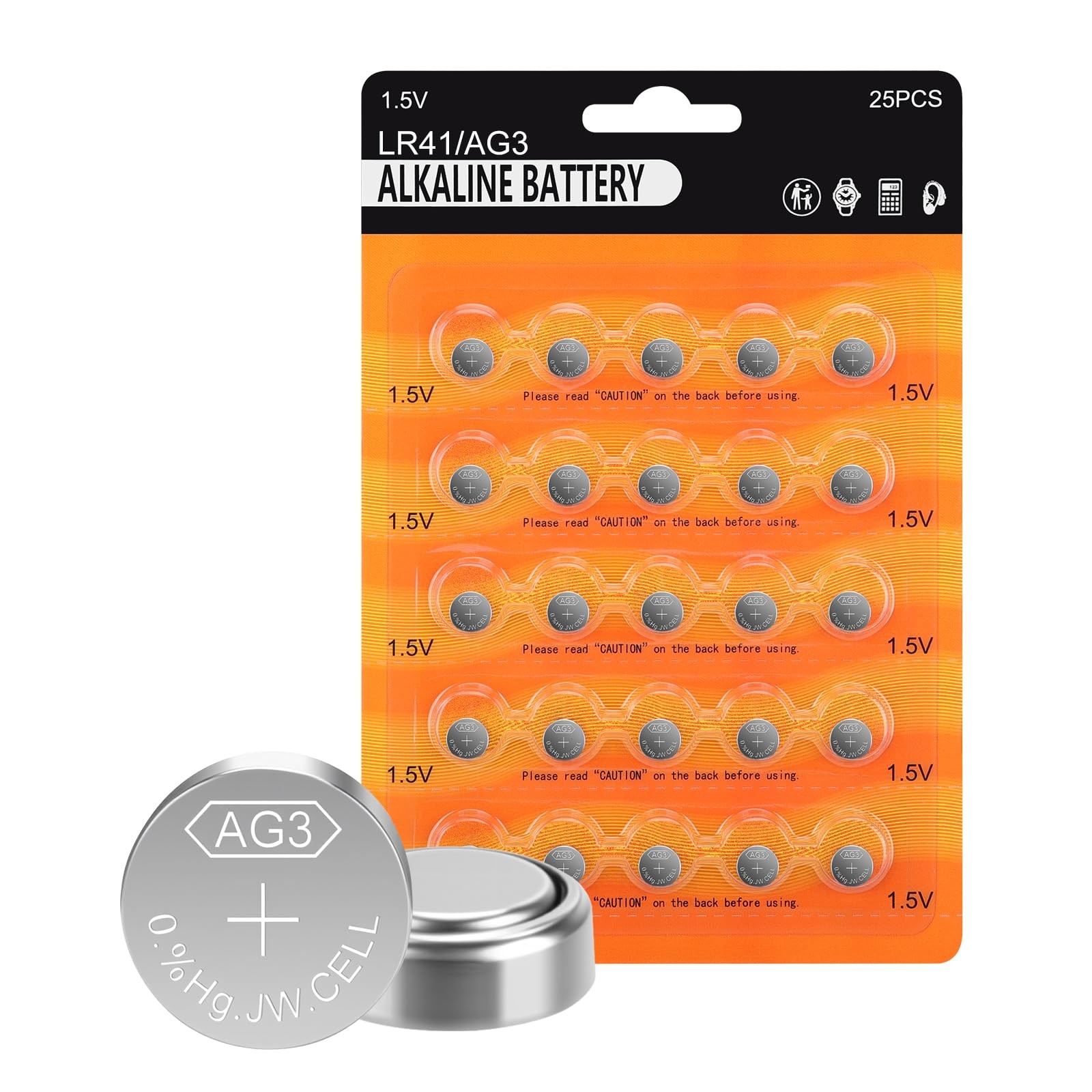 kunying 25-Pack LR41 Button Batteries, AG3 392 384 192 SR41W 1.5V 25 Pack