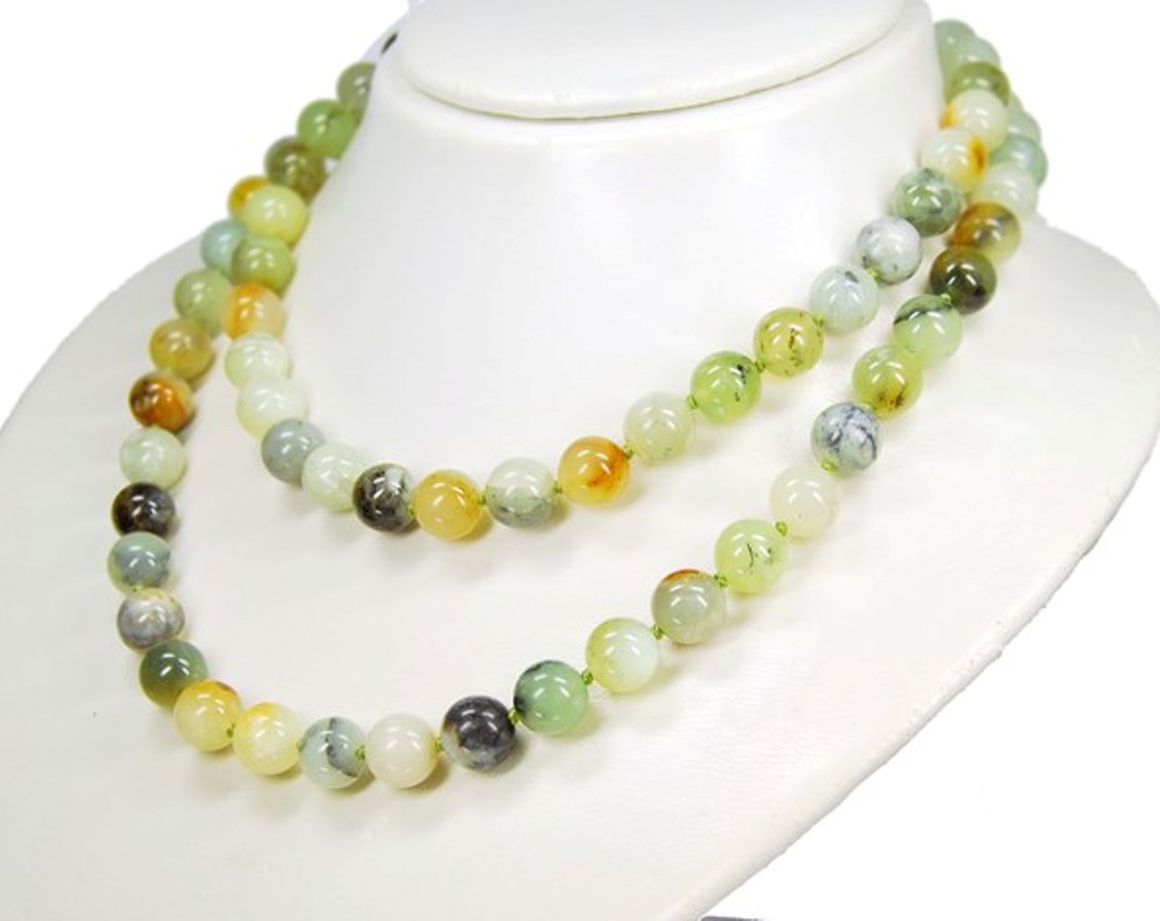 Ladies Necklace Gemstone Chain Flower Jade Ball Shape Ø-12mm 86cm Long