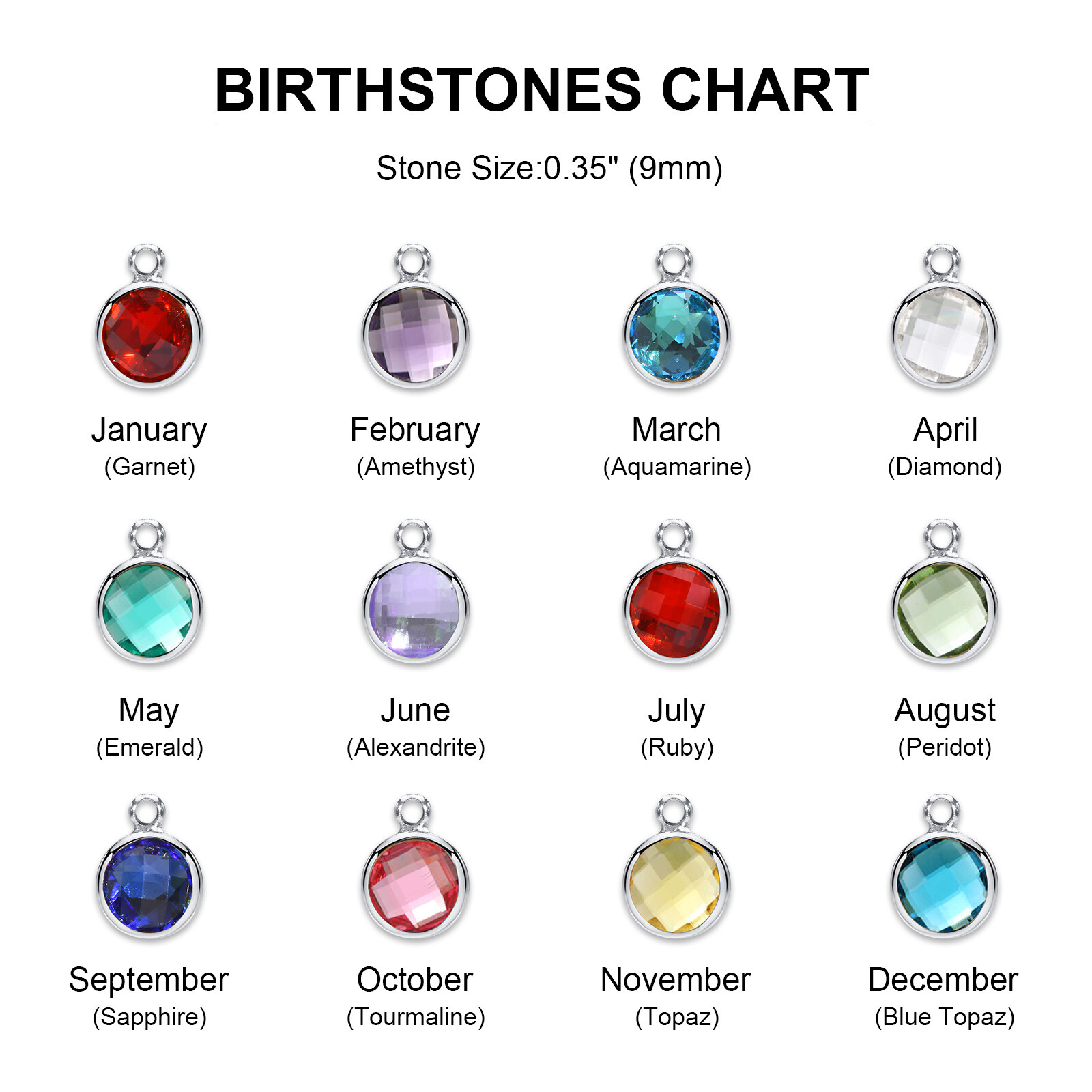 Vnox Personalized Name Necklace Custom Birthstone Pendant Stainless Steel Chain